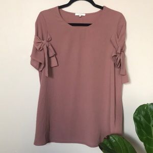New Rose Pink Shirt With Bow Sleeves